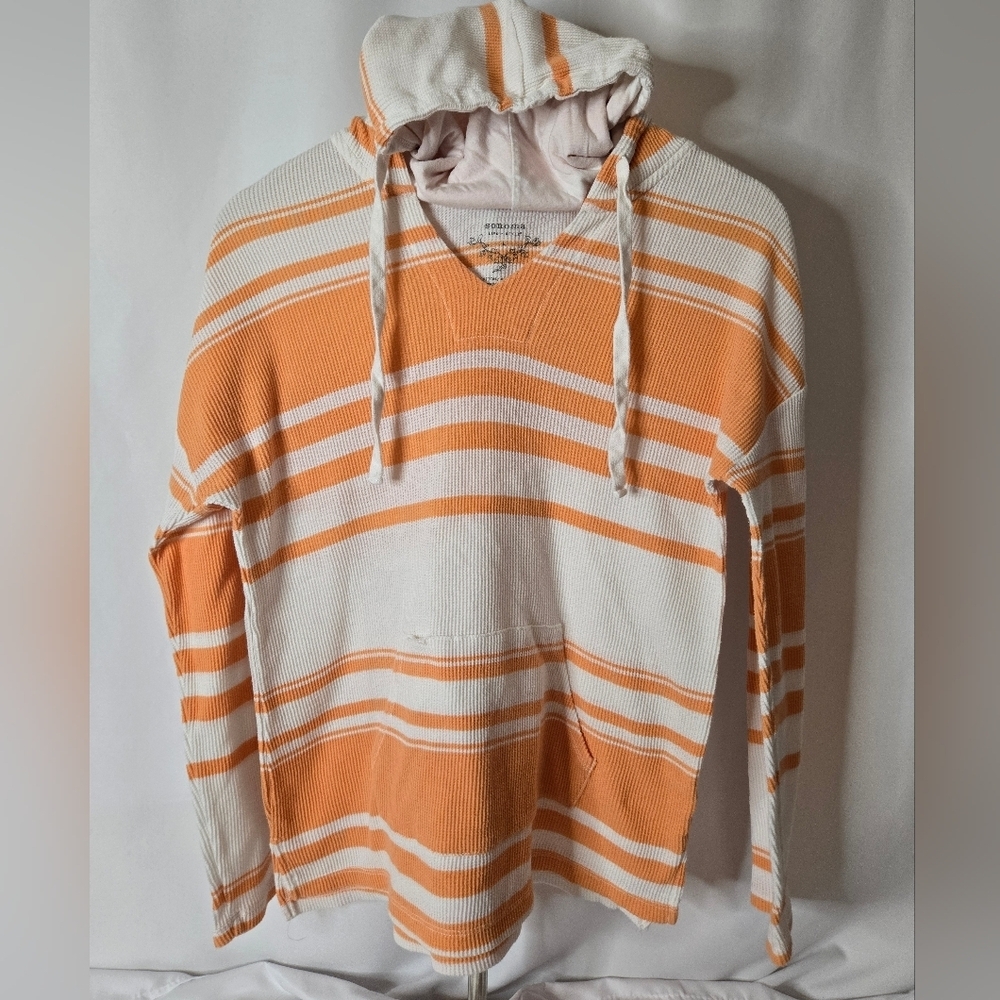 Sonoma Orange & White Striped Hoodie Sweater | Size Large | Lightweight & Comfy